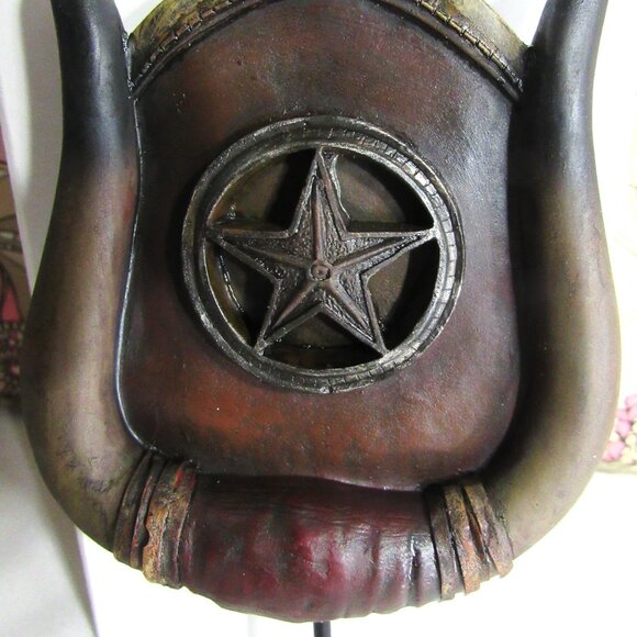 NEW WESTERN DECOR HORNS+STAR WALL, DOOR HOOK, CERAMIC + METAL, 10 AVAILABLE - Picture 4 of 8